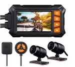 Videoregistraator A12 mootorrattale 2x Full HD kaamerat 1080p 3" kaugjuhtimispult WiFi GPS