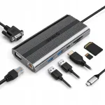 Orico USB-C 12in1 dock HDMI 4K, VGA, RJ45, PD 100W, SD-kaardi lugeja