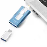 USB m&auml;lupulk 256 GB, 4-in-1, USB 3.0, Micro-USB, Lightning, USB-C, sinine
