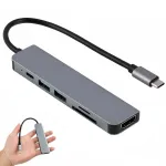USB-C jaotur MacBook/iPad Pro jaoks, HDMI, 2x USB 3.0, SD/TF kaardilugeja, USB PD, 6in1