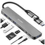 8-in-1 USB-jaotur SD-kaardilugeja, C/A liideste ja 3,5 mm heliga