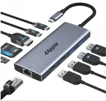 Adapter HUB USB-C 10in1 HDMI 8K/4K, LAN, 5x USB, SD/TF, MacBook M4/M3/M2/M1, iPad jaoks