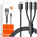 USB-kaabel 3in1, USB-C, Lightning, Micro USB, 1 m, LED, MCDODO