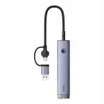 USB-jaotus Baseus UltraJoy 4in1, USB-A/USB-C kuni 3x USB 3.0, USB-C, RJ45, hall