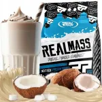 Real Pharm Real Mass gainer valgud ja s&uuml;sivesikud valge &scaron;okolaadi ja kookose maitsega 6800g