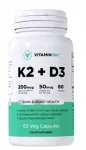 Toidulisand Vitamiin K2 200 mcg + D3 2000 IU, 60 kapslit, VIT360, USA