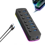 USB jagaja 7in1, 3.0, 5 Gb/s, 1 m USB kaabliga