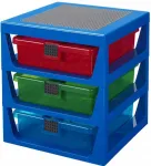 LEGO raamaturiiul 3 sahtli ja ehitusplaadiga, sinine