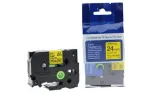 Kleepuv riba Brother TZe-651, 24 mm x 8 m, must tr&uuml;kk, kollane taust