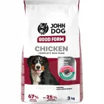 Kuivtoit suurte t&otilde;ugude t&auml;iskasvanud koertele John Dog Good Form kanaga, 3 kg