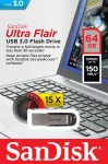 SanDisk Ultra Flair USB m&auml;lupulk 64GB, USB 3.0, 150MB/s
