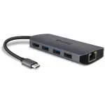 Multifunktsionaalne USB-C adapter 8in1: USB 2.0, USB 3.0, Ethernet, SD, MicroSD pesad