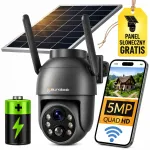 SOLAR 5 MP v&auml;line WiFi IP kaamera, p&ouml;&ouml;ratav, traadita, hall