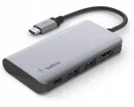 USB-C multifunktsionaalne adapter Belkin Connect 4-&uuml;hes, 100W, hall