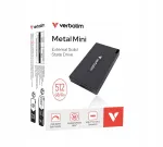 V&auml;line SSD ketas Verbatim Metal Mini 512GB, must
