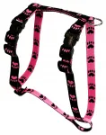 STRONG HARNESS GUARD koera rakmed, kaks plastklambrit, XS, must/roosa, k&auml;paj&auml;ljega mustri