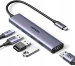 USB-C 5-&uuml;hes hub: HDMI 4K, 3 USB-A pesa, PD 100W