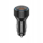 Forever Fast 66W auto laadija, 2x USB-C, USB, PD, QC, must