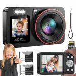 Kompaktne digitaalne fotokaamera 4K 64MP 18x 64GB SD 2 akut 1200mAh 2,8" must