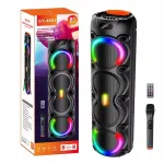 Juhtmevaba kaasaskantav karaokek&otilde;lar Bluetooth, 4x8" k&otilde;laritega, RGB valgustusega, mikrofoniga