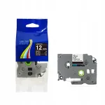 Brother TZe-335 lint, 12 mm, 8 m, must valge tekstiga