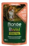 Monge BWild steriliseeritud kassitoit l&otilde;he, krevettide ja k&ouml;&ouml;giviljade kastmes, 85 g