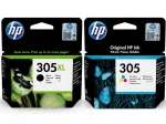 HP 305XL must 3YM62AE + 305 v&auml;rviline 3YM60AE tindikomplekt, originaal