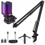 USB mikrofon m&uuml;rasummutuse, RGB valgustuse ja statiiviga