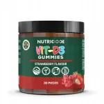 Kummikommid Nutricode Vit-D3, maasikamaitselised, t&auml;iskasvanutele ja lastele, 120g