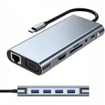 USB-C adapter 11-in-1 koos PD, HDMI 4K ja USB 3.0-ga