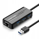 V&otilde;rguadapter HUB USB-A RJ45 (1000 Mbps) ja 3x USB 3.0, must