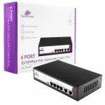 Videovalve kaamerate PoE kommuter 6 porti, 100 Mbps, 65W Spacetronik SP-SF1006P