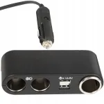 Auto adapter, 3 pesa, 2 USB, 12V/24V