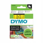 Dymo D1 kleepuv lint, 6 mm x 7 m, must/kollane (S0720790)