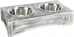 Koerte kausside komplekt Trixie puidust alusega, roostevaba teras, 2 x 750 ml