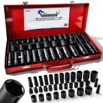 Surnud mutriv&otilde;tmete komplekt 8&ndash;32 mm, 1/2", 35 tk, kohver
