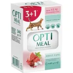 OPTIMEAL m&auml;rg kassitoit vasikaliha ja j&otilde;hvikatega, 4 x 85 g (komplekt 3+1)