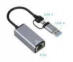USB C v&otilde;rgukaart 2in1, 1000 Mbps, RJ45 Gigabit LAN