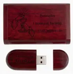 Puidust USB m&auml;lupulk karbiga, 128GB, USB 2.0, esimese armulaua graveeringuga