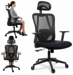 Ergonoomiline kontoritool reguleeritavate k&auml;etugede, peatoe ja alaselja toestusega