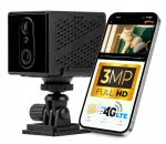 Mini nutikas 4G IP-kamera, 3MP, Full HD, must, peidetud