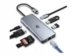 USB-C 8-&uuml;hes adapter: Ethernet, USB 2.0, 5 Gb/s USB 3.0, SD/TF lugeja