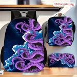 Kooliseljakott pliiatsitasku ja k&auml;ekotiga, 3-osaline komplekt, Purple Octopus Tentacle Cloud