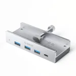 USB-C jaotus ORICO MH4PC, klambriga kinnitatav, 3x USB-A 3.0, 5 Gb/s, h&otilde;bedane