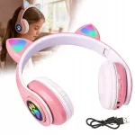 Juhtmevabad Bluetooth 5.0 roosad k&otilde;rvaklapid mikrofoni ja "Cat Ears" disainiga