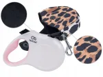 Automaatne AMIPLAY INFINI rihm koos Safari Panther korpusega, roosa, M, kuni 15 kg koertele, 5 m