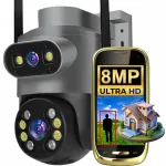8MP topeltkaameraga p&ouml;&ouml;ratav WiFi v&auml;line IP kaamera AI-funktsioonide ja heliga