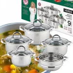MG Home Verso poti komplekt, 4-osaline roostevabast terasest, sobib induktsioonile, 9-osaline