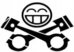 Auto kleebis taustata "Pistons with a Smile Mechanic", 16 x 23,7 cm