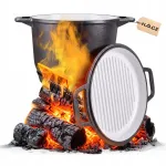 Emailitud valandatud malmkatel panniga, 10 l, tuli, grill